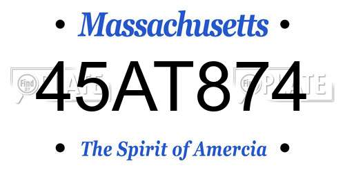 45AT874 Massachusetts License Plate