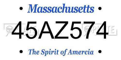 45AZ574 Massachusetts License Plate