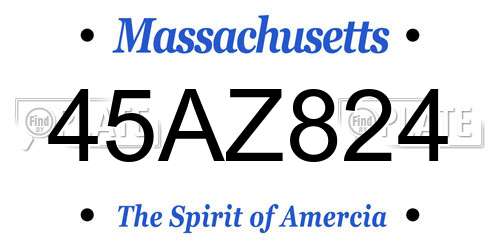 45AZ824 Massachusetts License Plate