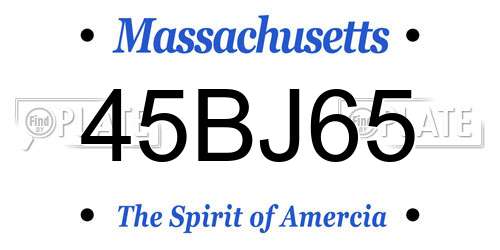 45BJ65 Massachusetts License Plate