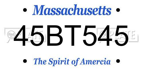 45BT545 Massachusetts License Plate