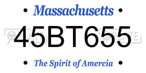 45BT655 Massachusetts License Plate