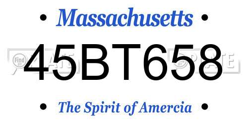 45BT658 Massachusetts License Plate
