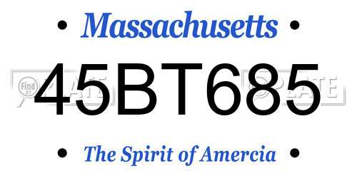 45BT685 Massachusetts License Plate