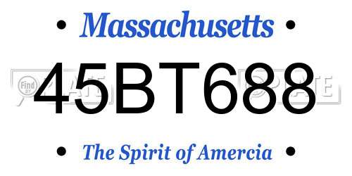 45BT688 Massachusetts License Plate