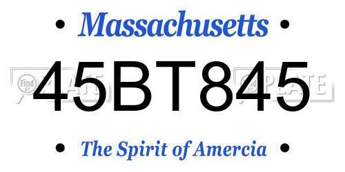 45BT845 Massachusetts License Plate