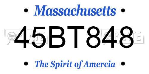 45BT848 Massachusetts License Plate