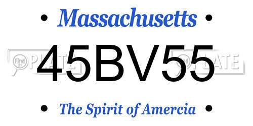 45BV55 Massachusetts License Plate