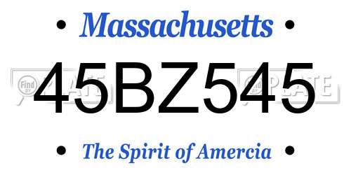 45BZ545 Massachusetts License Plate