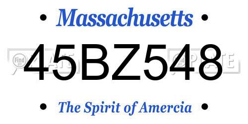 45BZ548 Massachusetts License Plate