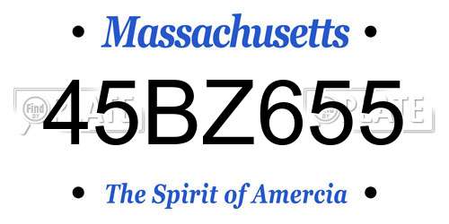 45BZ655 Massachusetts License Plate