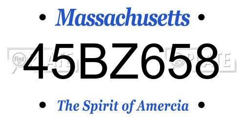 45BZ658 Massachusetts License Plate