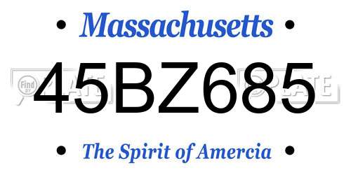 45BZ685 Massachusetts License Plate