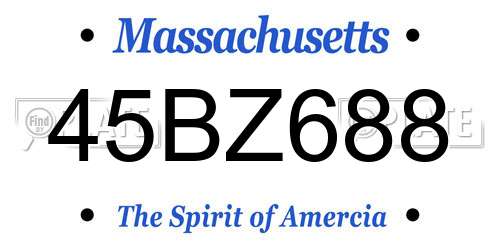 45BZ688 Massachusetts License Plate