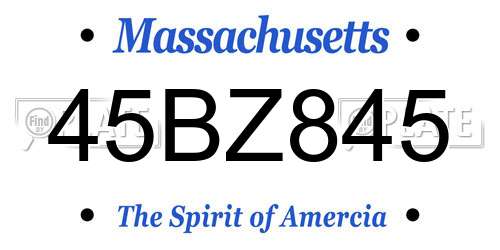 45BZ845 Massachusetts License Plate