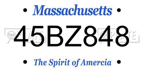 45BZ848 Massachusetts License Plate