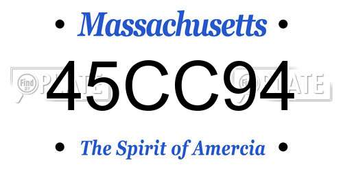 45CC94 Massachusetts License Plate