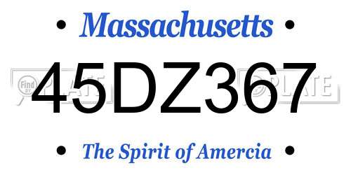 45DZ367 Massachusetts License Plate