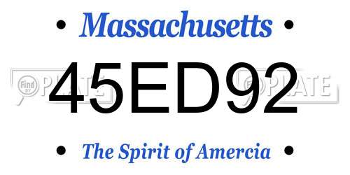 45ED92 Massachusetts License Plate