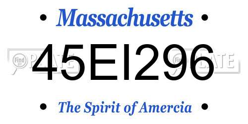45EI296 Massachusetts License Plate