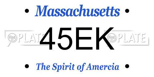 45EK Massachusetts License Plate