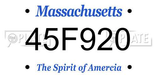 45F920 Massachusetts License Plate