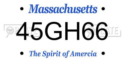 45GH66 Massachusetts License Plate