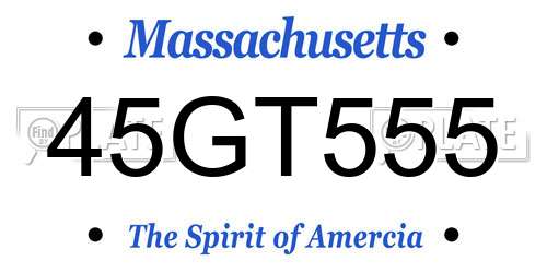 45GT555 Massachusetts License Plate