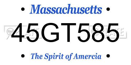 45GT585 Massachusetts License Plate