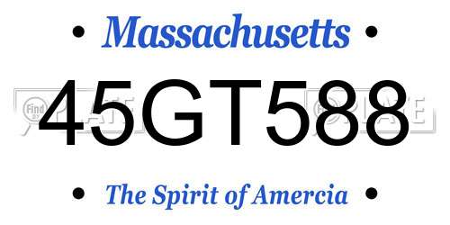 45GT588 Massachusetts License Plate