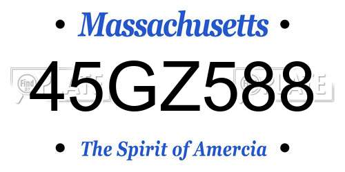 45GZ588 Massachusetts License Plate