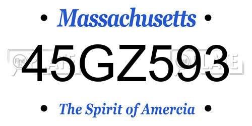 45GZ593 Massachusetts License Plate