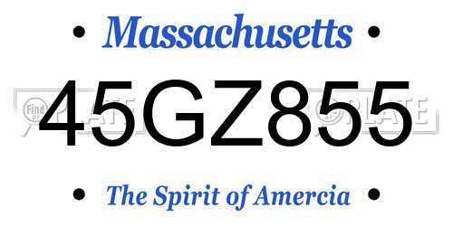 45GZ855 Massachusetts License Plate