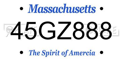 45GZ888 Massachusetts License Plate