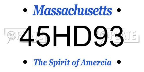45HD93 Massachusetts License Plate