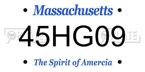45HG09 Massachusetts License Plate
