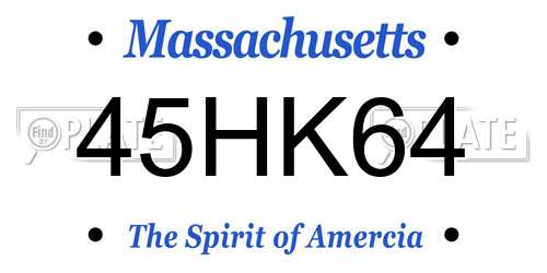 45HK64 Massachusetts License Plate