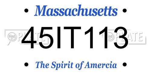 45IT113 Massachusetts License Plate