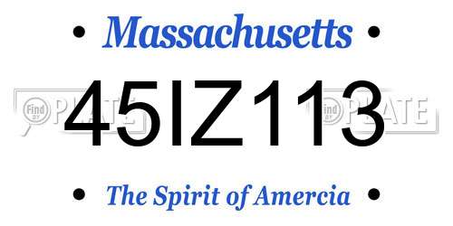 45IZ113 Massachusetts License Plate