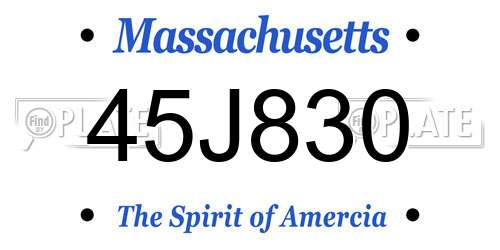 45J830 Massachusetts License Plate
