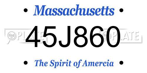 45J860 Massachusetts License Plate