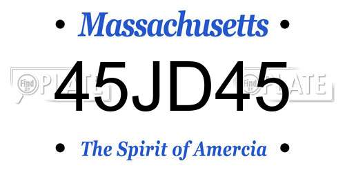 45JD45 Massachusetts License Plate