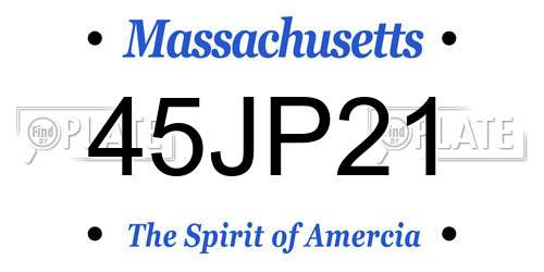 45JP21 Massachusetts License Plate