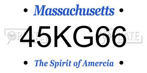 45KG66 Massachusetts License Plate