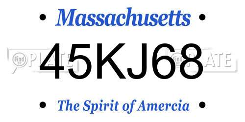 45KJ68 Massachusetts License Plate