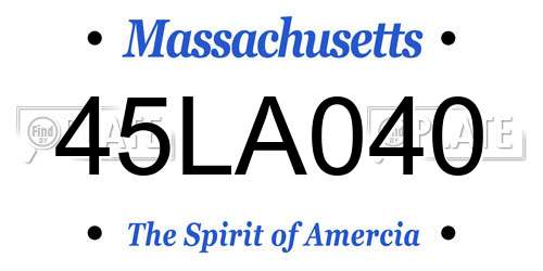45LA040 Massachusetts License Plate