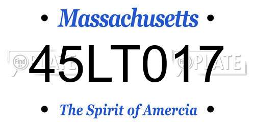 45LT017 Massachusetts License Plate
