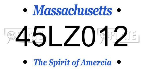 45LZ012 Massachusetts License Plate