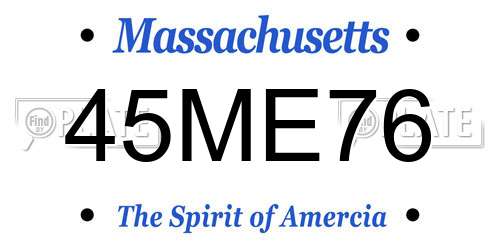 45ME76 Massachusetts License Plate