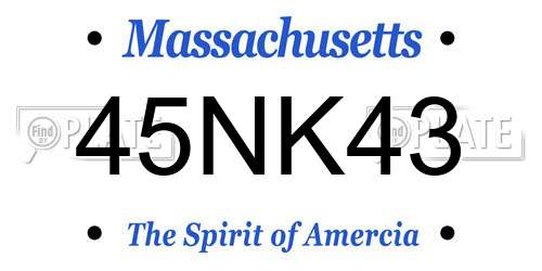 45NK43 Massachusetts License Plate